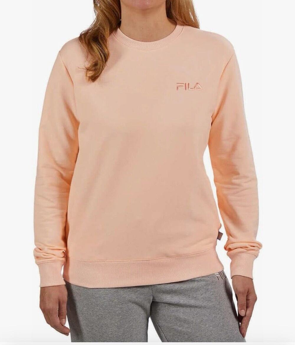 FILA Womens French Terry Crewneck Sweatshirt M Peach Athleisure Pockets
